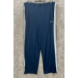Nike Pants Mens XXL Blue Side Stripe Actual 36X31 Dri Fit Basketball Ankle Zip